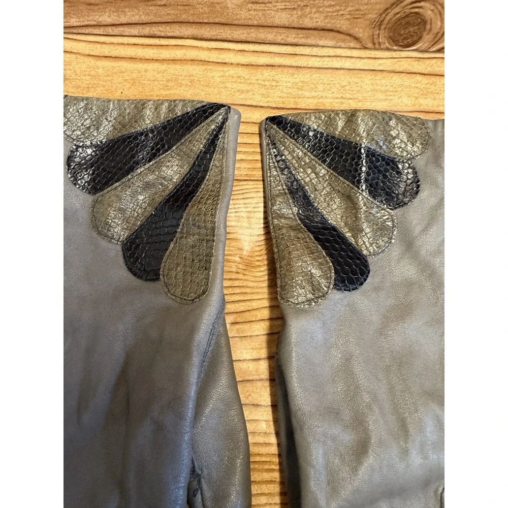 Fownes Vintage Leather‎ Gloves Gray Women Lined Driving Gloves Small Sz 7